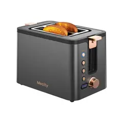 MECITY - Tostadora De 2 Rebanadas Con Temporizador Digital Y Función Bagel