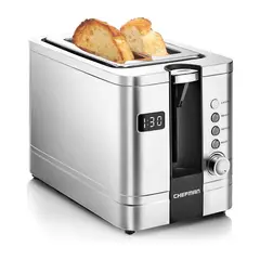 CHEFMAN - Tostadora Digital 2 Rebanadas en Acero con Amplias Ranuras
