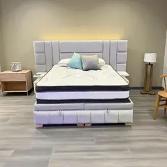 PLUMA HOME - Cama Korea Base Baul Colchon y Cabecero Doble