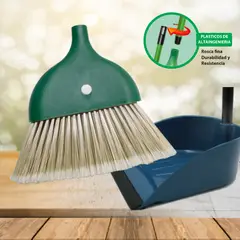 LASER - Pack de 5 Escoba Plumillada Premium Sin Cabo y Con Recogedor