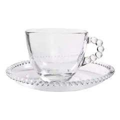 TIGRE - Set 6 Tazas Con Plato Vidrio Transparente 7 Onzas