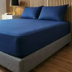 MY HOME STORE - Semijuego Sábana Navy Peony – Azul Sencillo