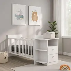 MUEBLES 2020 - Cuna + Cómoda Luna - Blanco
