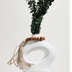 undefined - Jarrón Maximiliano Con Eucalipto Preservado Y Accesorio Madera