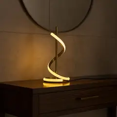 LIENXO - Lámpara Mesa LED Wavy Gold Luz Cálida Producto Certificado