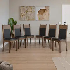 MADESA - Set x6 Sillas de Comedor 4280 Marrón/negro