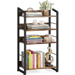 undefined - Estantería Pequeña de 4 Niveles para Organización Vertical con Estilo Rústico