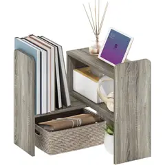 FURINNO - Organizador De Escritorio Ajustable En Madera Roble Francés Elegante Y Funcional