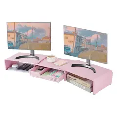undefined - Soporte Doble Para Monitor Con Cajón Organizador y Accesorios Modelo XYZ