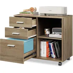 undefined - Gabinete de Archivos Móvil de Madera con 3 Cajones