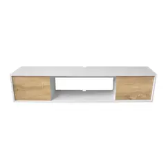 ESPACIOS ARMONICOS - Repisa TV Gabinete Estandard 120x25x25 cm Blanco/madera Natural