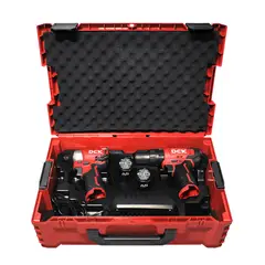 undefined - Taladro Percutor 10 mm 3/8" + Atornillador 6.35mm Hex Bat 12V sin Carbones + 2 Bat 2Ah + Cargador DCK KDKIT25 type Ek