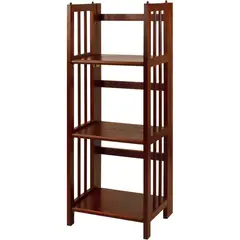 undefined - Librería Plegable de 3 Estantes en Madera con Acabado Nogal