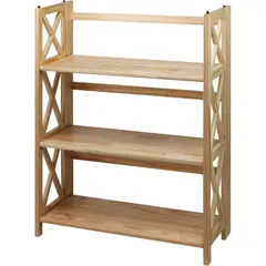 undefined - Estantería Plegable de 3 Estantes en Madera Natural para Organización Funcional