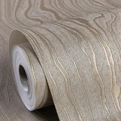 undefined - Papel Tapiz Autoadhesivo De Madera Color Dorado Caqui Con Diseño 3D Moderno