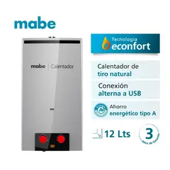 MABE - Calentador de Tiro Natural 12 Litros Silver Cim12c2nsna