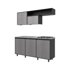 JUST HOME COLLECTION - Cocina Integral 1.80 Metros Quebec Inoxidable+ Wengue Incluye Mesón Poceta Derecha con 4 Fogones a Gas