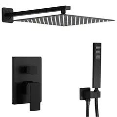 GRIFOS CENTER - Kit Ducha 20cm + Monocontrol Salida a Tina+teleducha Negro Mate