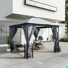 GENERICO - Toldo Desplegable para Playa con Patas Inclinadas en Color Gris