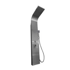 INKORPORAR - Torre Columna de Ducha Gun Metal Moder Con Regadera Leed. Chorros y Set Teleducha. Con Indicador de Temperatura