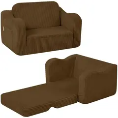 undefined - Sofá Cama Plegable De Pana Para Niños De 1 A 3 Años Con Funda Lavable Marrón