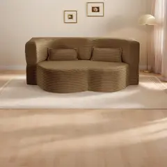 GENERICO - Sofá Cama Moderno de Pana Afelpada con Almohadas y Colchón Plegable