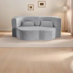GENERICO - Sofá Cama Moderno de Pana Afelpada con Almohadas y Colchón Plegable Gris