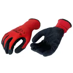 ELEMENT - Guante En Poliester Rojo Recubierto En Latex Negro Corrugado - Talla 10 Pq 12