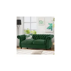 undefined - Sofá Chesterfield Tapizado Con Botones Y Brazos Enrollados Beige