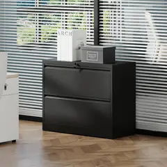 GENERICO - Archivador Metálico Lateral de Dos Cajones con Cerradura para Oficina