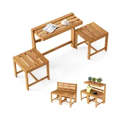 GENERICO - Mueble de Exterior Convertible 3 en 1 de Madera de Acacia para Patio
