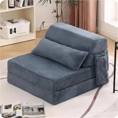 undefined - Sofá Cama Plegable Individual de Felpa con Almohada para Espacios Pequeños