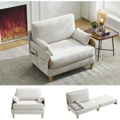 undefined - Sofá Cama Convertible para Espacios Pequeños SmartEdge en Chenilla Beige