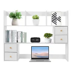 GENERIC - Soporte de Escritorio con Gabinete Superior Extensible y Múltiples Compartimentos