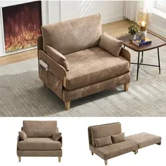 undefined - Sofá Cama Convertible SmartEdge en Chenilla Marron para Espacios Pequeños