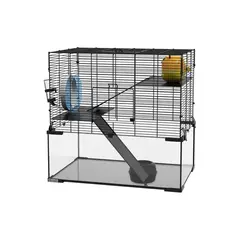 GENERICO - Jaula para Hámster de 3 Niveles con Base de Vidrio y Accesorios