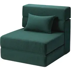 undefined - Sofá Cama Plegable Individual en Espuma Viscoelástica Verde Oscuro