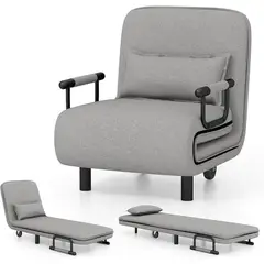 GIANTEX - Sofá Cama Convertible en Gris Claro con Respaldo Ajustable