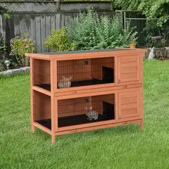 GENERICO - Jaula de Madera para Conejos con Diseño Doble y Techo Protector