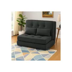 COMHOMA - Sofá Cama Convertible de Tela Negra para Espacios Modernos