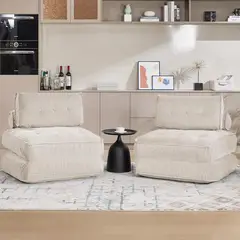 undefined - Sofá Cama Convertible VIKAYAMICS Beige con Espuma Confort y Diseño Doble