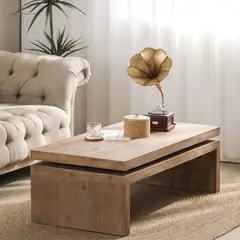 undefined - Mesa de Centro Moderna de Madera Rústica con Superficie Flotante Rectangular