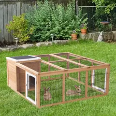 GENERICO - Jaula de Madera para Animales Pequeños con Área Exterior Segura