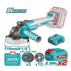 TOTAL - Pulidora Inalámbrica 4 1/2 Pulgadas 900W + Batería 2.0 Ah + Cargador