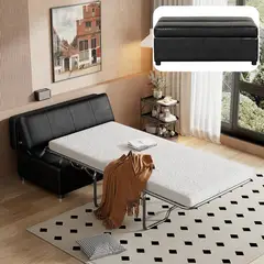 undefined - Sofá Cama 2 En 1 Con Colchón De Espuma Color Negro