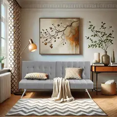 undefined - Sofá Cama Futón Ajustable con Tela Chenilla y Patas Metálicas Color Gris