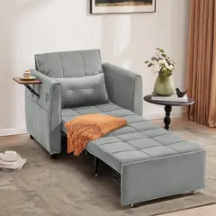 undefined - Silla Convertible Yalissey Gris Claro con Cama Extensible y Almacenamiento