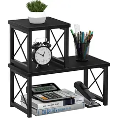 undefined - Estante Organizador de Escritorio de Madera de 2 Niveles Ajustable