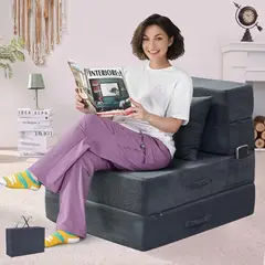 undefined - Sofá Cama Plegable 4 en 1 Individual con Almohada y Espuma Viscoelástica