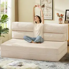 undefined - Sofá Cama Plegable 2 en 1 para Espacios Pequeños en Color Beige